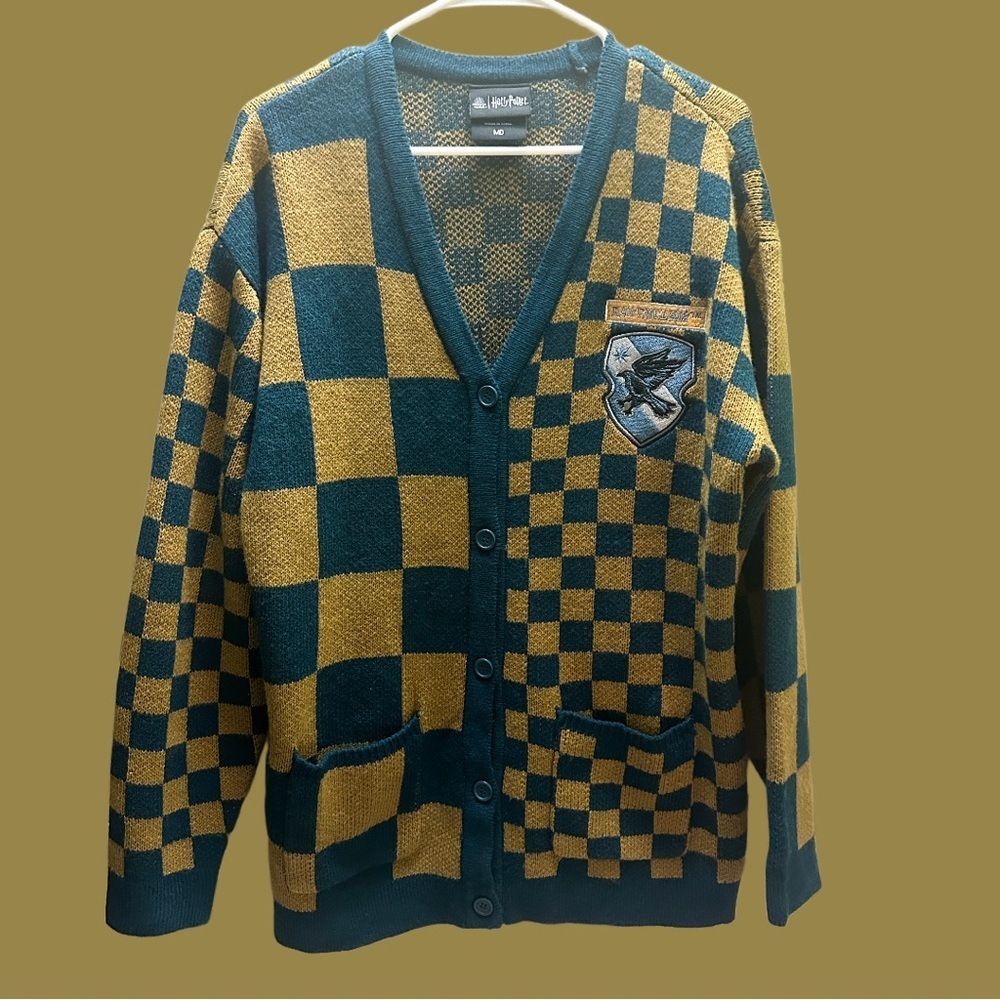 Warner Bros. Harry Potter Green and Gold Checkered Cardigan MD